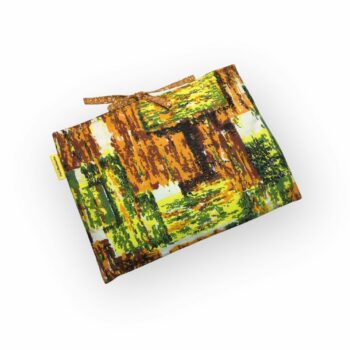 Pochette à livres matelassée en tissu vintage, housse pour tablettes, création originale pièce unique, toile ancienne années 1950s. Taille S2, exemplaire 1, recto face B.
