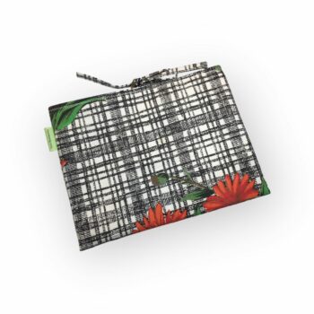 Housse à tablettes fleurie sixties, étui matelassé pour livres, fait main, création originale pièce unique, tissu vintage 1960s revalorisé. Exemplaire 1 recto face B.