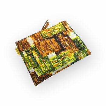 Pochette à livres matelassée en tissu vintage, housse pour tablettes, création originale pièce unique, toile ancienne années 1950s. Taille S2, exemplaire 1, recto face B.