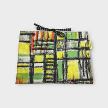 Housse à tablettes en tissu vintage, pochette pour livres, étui matelassé, création originale pièce unique, toile revalorisée années 1960s. Taille S1, exemplaire 2, recto face A.