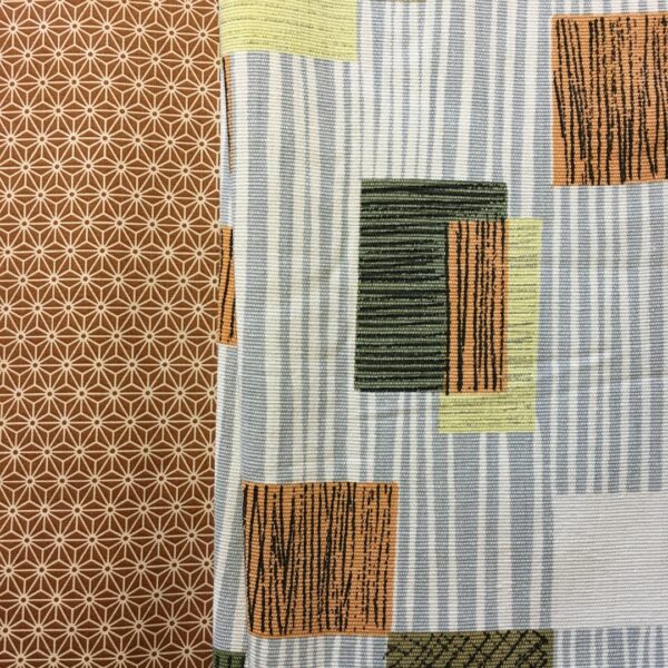 La tissuthèque, catalogue de tissus vintage disponibles pour vos commandes spécifiques, avec leurs associations recto et verso / doublure.