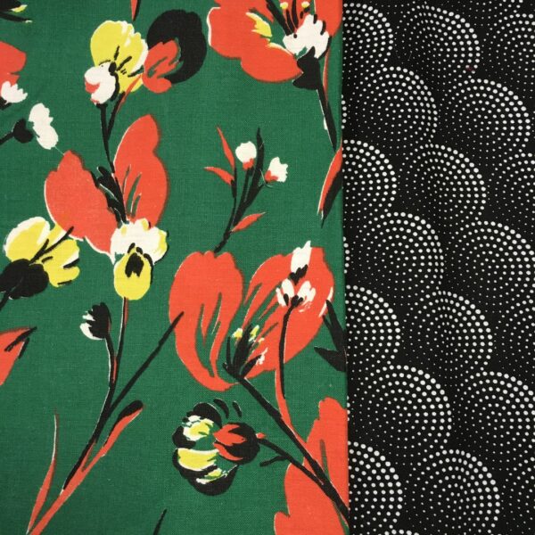 La tissuthèque, catalogue de tissus vintage disponibles pour vos commandes spécifiques, avec leurs associations recto et verso / doublure.