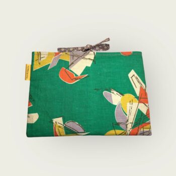 Housse à tablettes en tissu vintage années 1950, pochette pour livres, étui matelassé, création originale pièce unique, toile ancienne revalorisée. Recto face B.