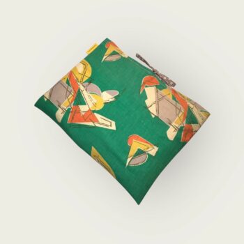 Housse matelassée en tissu vintage 1950s, pour ordinateur 13 pouces, création originale pièce unique, étui doublé réversible. Recto face B.