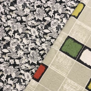 La tissuthèque, catalogue de tissus vintage disponibles pour vos commandes spécifiques, avec leurs associations recto et verso / doublure.