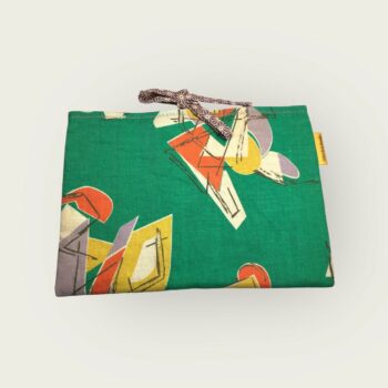 Housse à tablettes en tissu vintage années 1950, pochette pour livres, étui matelassé, création originale pièce unique, toile ancienne revalorisée. Recto face A.
