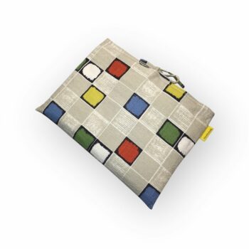 Housse matelassée à imprimé géométrique, en tissu vintage 1950, pour ordinateur 13 pouces, création originale pièce unique, étui doublé réversible.