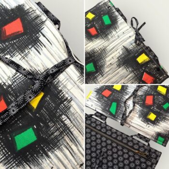 Etui pour ordinateur 13 pouces, en tissu vintage des Fifties, création originale pièce unique, housse matelassée doublée réversible.