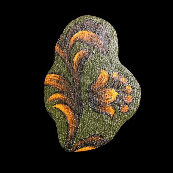 Broche décorative réalisée dans le tissu vintage Madras de l'éditeur Beldecor, un ancien couvre-lit datant des années 1960s. Faite main à Paris, pièce unique. Exemplaire 5.