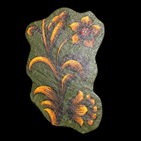 Broche décorative réalisée dans le tissu vintage Madras de l'éditeur Beldecor, un ancien couvre-lit datant des années 1960s. Faite main à Paris, pièce unique. Exemplaire 3.