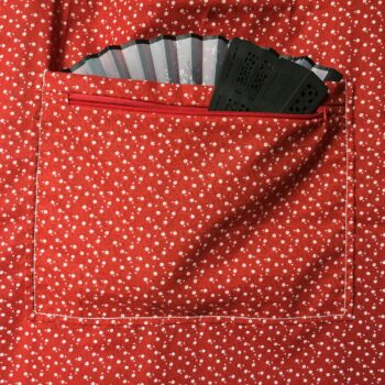 Totebag en tissu vintage baroque, cabas avec dessin de coq. Fourre-tout réversible en toile d'ameublement revalorisée, création originale, fait main. Verso, doublure et poche intérieure zippée, détails.