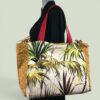 Sac Tiki tropical, tissu vintage années 1950, cabas en toile fait main. Exemplaire 1, recto face A.