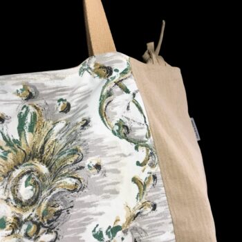 Grand sac de plage beige, cabas en toile vintage. Exemplaire 2, recto face A, détails.