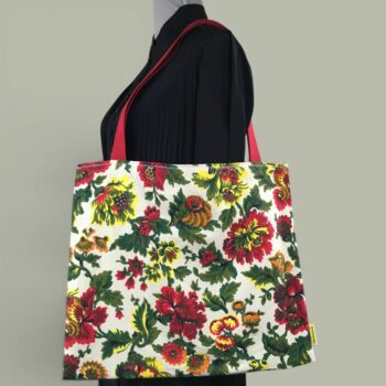 Sac en toile de lin vintage à imprimé fleuri. Exemplaire 2, recto face A.