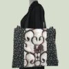 Sac en tissu vintage baroque, cabas girouette avec dessin de coq. Fourre-tout réversible en toile d'ameublement revalorisée, création originale, fait main. Recto face A.