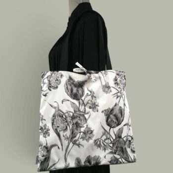 Sac vintage en coton chintz à motif floral. Fourre-tout réversible en tissu de collection, accessoire d'inspiration rétro seventies, fait main en France. Recto face B.