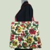 Sac en toile de lin vintage à imprimé fleuri. Exemplaire 1, recto face A.