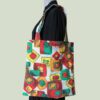 Sac shopping doublé réversible pour femme et homme, en tissu vintage années 1950s 1960s, face A.