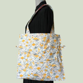 Sac shopping doublé réversible pour femme et homme, en tissu vintage années 1950s 1960s, verso doublure.