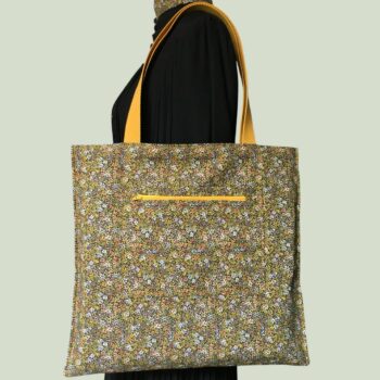 Sac en toile de style tapisserie, imprimé vintage baroque, Istamboul par Beldecor. Fourre-tout réversible en tissu revalorisé, création originale. Verso, doublure et poche.