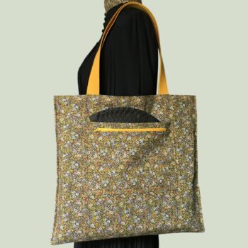 Sac en toile de style tapisserie, imprimé vintage baroque, Istamboul par Beldecor. Fourre-tout réversible en tissu revalorisé, création originale. Verso, doublure et poche.