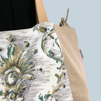 Grand sac de plage beige, cabas en toile vintage. Exemplaire 2, recto face A, détails.
