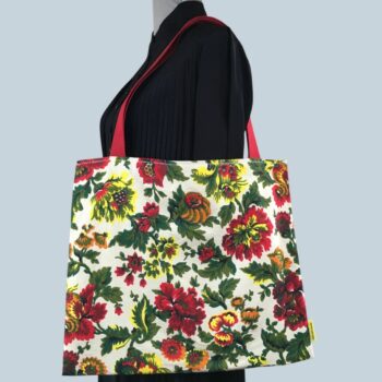 Sac en toile de lin vintage à imprimé fleuri. Exemplaire 2, recto face A.