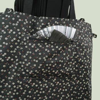 Sac en tissu vintage baroque, cabas girouette avec dessin de coq. Verso et poche intérieure zippée.