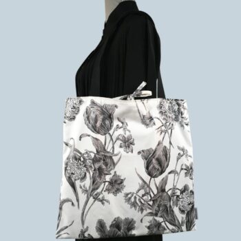 Sac vintage en coton chintz à motif floral. Fourre-tout réversible en tissu de collection, accessoire d'inspiration rétro seventies, fait main en France. Recto face A.