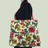Sac en toile de lin vintage à imprimé fleuri. Exemplaire 1, recto face A.