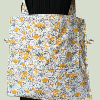 Sac shopping doublé réversible pour femme et homme, en tissu vintage années 1950s 1960s, doublure et poche.