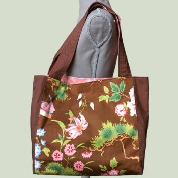 Cabas réversible zéro déchet léger solide pliable durable. Grand sac shopping pièce unique.