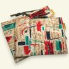 Pochette à tablettes matelassée beige, housse à livres, création originale pièce unique, tissu revalorisé Marignan années 1960s. Tailles S1 et S2.