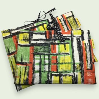 Housse à tablettes en tissu vintage, pochette pour livres, étui matelassé, création originale pièce unique, toile revalorisée années 1960s.