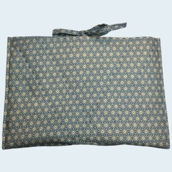 Etui matelassé pour livres et tablettes en tissu vintage, création originale pièce unique, toile revalorisée années 1950s. Taille S1, verso, doublure et matelassage.