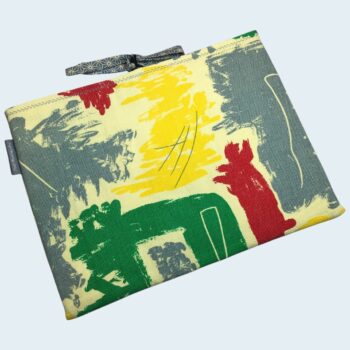 Etui réversible pour livres et tablettes, housse matelassée en tissu vintage, pochette faite main, création originale pièce unique. Taille S2, recto face B.