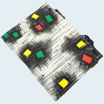 Etui pour ordinateur 13 pouces, en tissu vintage des Fifties, création originale pièce unique, housse matelassée doublée réversible. Face A du rabat amovible avec poche zippée.