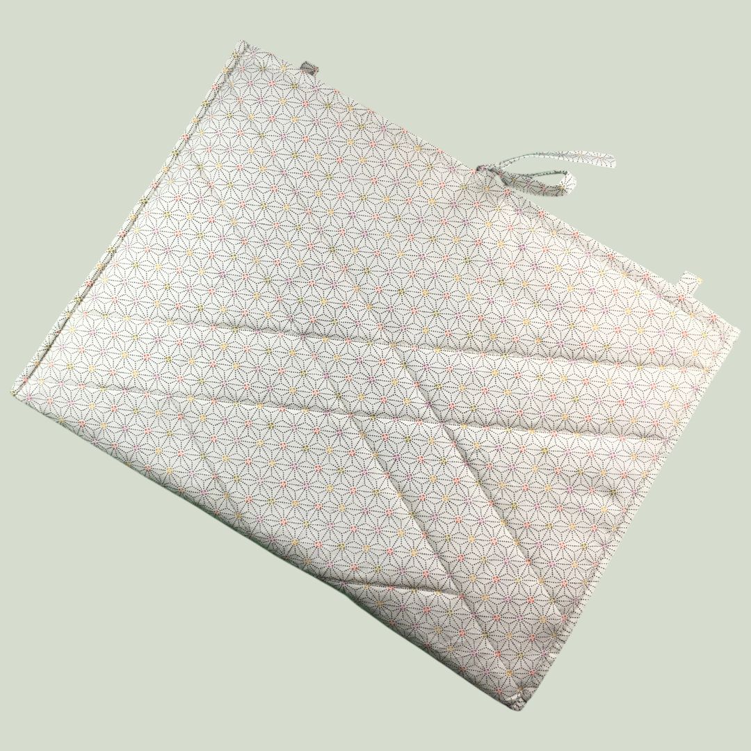 Housse pour ordinateur 13 pouces, fleurie et romantique, en tissu vintage, création originale pièce unique, étui doublé réversible. Verso, doublure et matelassage.