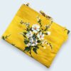 Housse ordinateur 13 pouces, tissu floral vintage jaune moutarde, esprit champêtre, création originale faite main à Paris, étui doublé réversible.