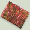 Housse ordinateur 13 pouces en tissu vintage abstrait rouge et kaki, création originale faite main à Paris, étui doublé réversible.
