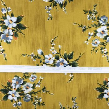 Tissu vintage jaune, Touraine production Urgé France garanti Air Lumière lavable.