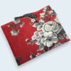 Housse à tablettes matelassée rouge, pochette à livres, création originale pièce unique, tissu vintage des années 1950s revalorisé. Taille S2, exemplaire 1, recto face A.