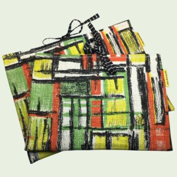 Housse à tablettes en tissu vintage, pochette pour livres, étui matelassé, création originale pièce unique, toile revalorisée années 1960s.