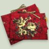 Housse à livres fleurie rouge, étui matelassé pour tablettes, création originale pièce unique, tissu vintage des années 1940s 1950s revalorisé.