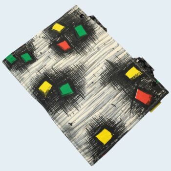 Etui pour ordinateur 13 pouces, en tissu vintage des Fifties, création originale pièce unique, housse matelassée doublée réversible.