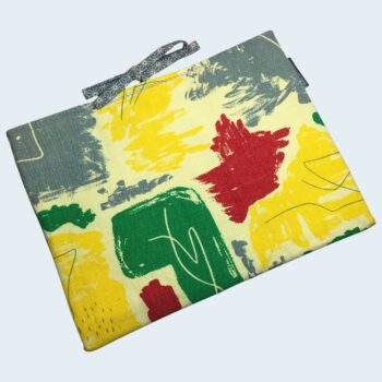 Etui réversible pour livres et tablettes, housse matelassée en tissu vintage, pochette faite main, création originale pièce unique. Taille S2, recto face A.