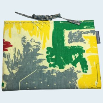 Etui matelassé pour livres et tablettes en tissu vintage, création originale pièce unique, toile revalorisée années 1950s. Taille S1, recto face A.
