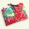 Housse matelassée graphique et moderniste, pochette 10 pouces pour livres et tablettes, création originale, tissu vintage des années 1950s ère atomique.