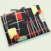Housse matelassée graphique et moderniste, pochette 10 pouces pour livres et tablettes, création originale, tissu vintage des années 1950s revalorisé.
