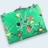 Housse pour ordinateur 13 pouces en tissu vintage vert de style abstrait, ère atomique années 1950s, création originale faite main à Paris.